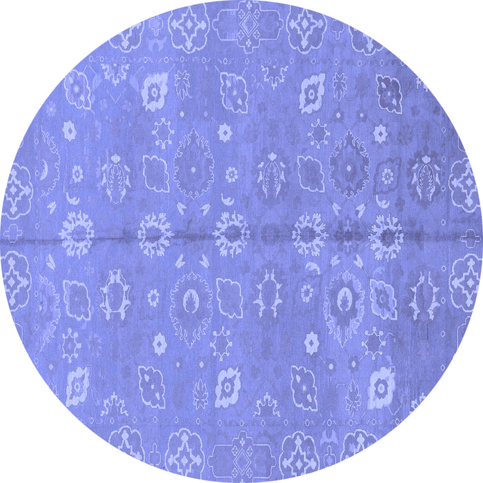Round Oriental Blue Traditional Rug, abs1720blu