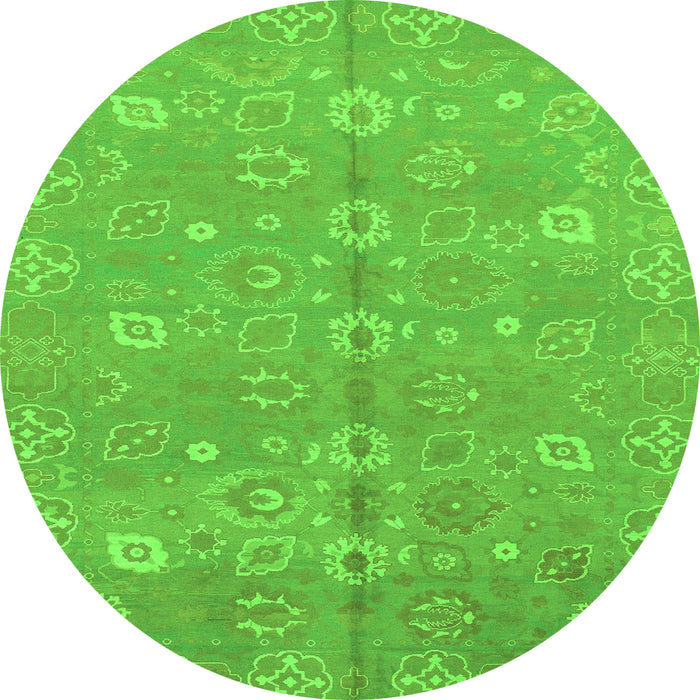 Round Machine Washable Oriental Green Traditional Area Rugs, wshabs1720grn