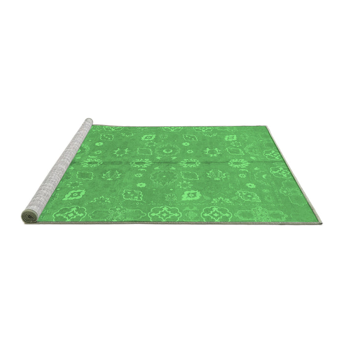 Sideview of Machine Washable Oriental Emerald Green Traditional Area Rugs, wshabs1720emgrn