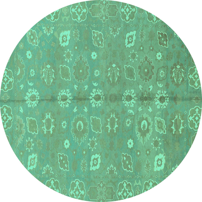 Round Oriental Turquoise Traditional Rug, abs1720turq
