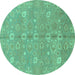 Round Oriental Turquoise Traditional Rug, abs1720turq