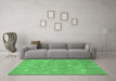 Machine Washable Oriental Emerald Green Traditional Area Rugs in a Living Room,, wshabs1720emgrn