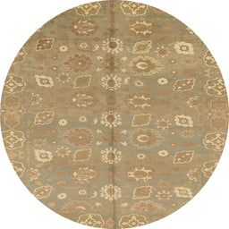Round Machine Washable Abstract Cinnamon Brown Rug, wshabs1720