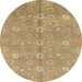 Round Machine Washable Abstract Cinnamon Brown Rug, wshabs1720