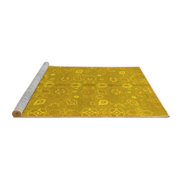 Sideview of Machine Washable Oriental Yellow Traditional Rug, wshabs1720yw