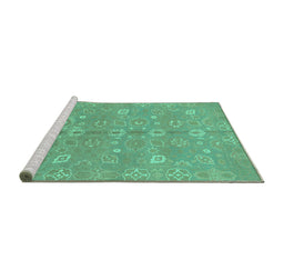 Sideview of Machine Washable Oriental Turquoise Traditional Area Rugs, wshabs1720turq
