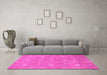 Machine Washable Oriental Pink Traditional Rug in a Living Room, wshabs1720pnk