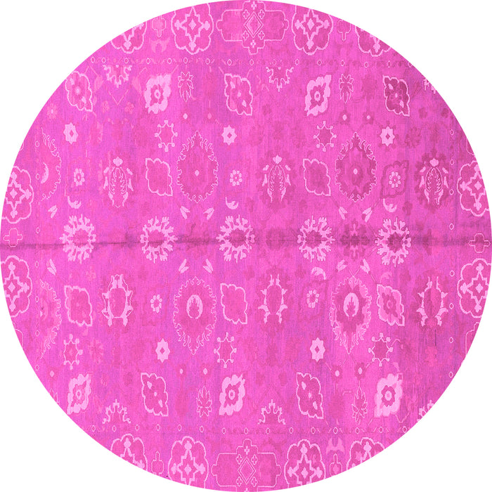 Round Machine Washable Oriental Pink Traditional Rug, wshabs1720pnk