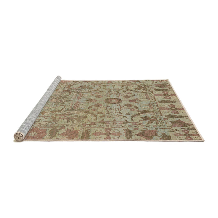 Sideview of Machine Washable Abstract Dark Khaki Green Rug, wshabs1721