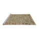 Sideview of Machine Washable Abstract Dark Khaki Green Rug, wshabs1721