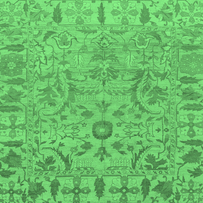 Square Machine Washable Oriental Emerald Green Traditional Area Rugs, wshabs1721emgrn