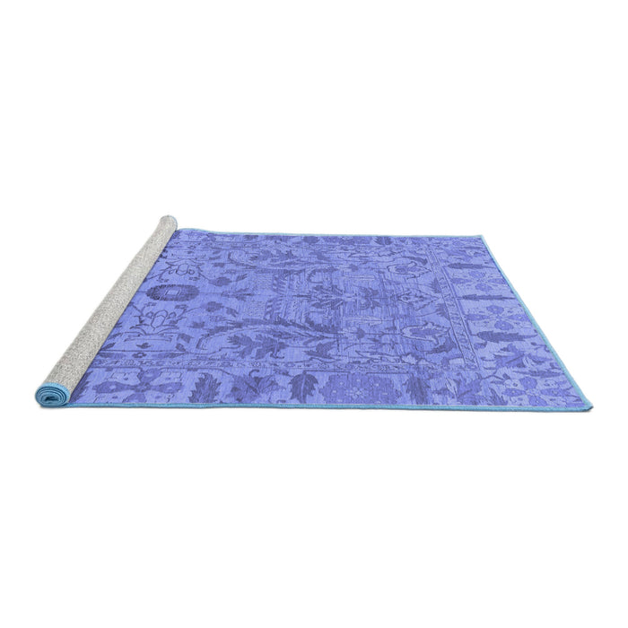 Sideview of Machine Washable Oriental Blue Traditional Rug, wshabs1721blu