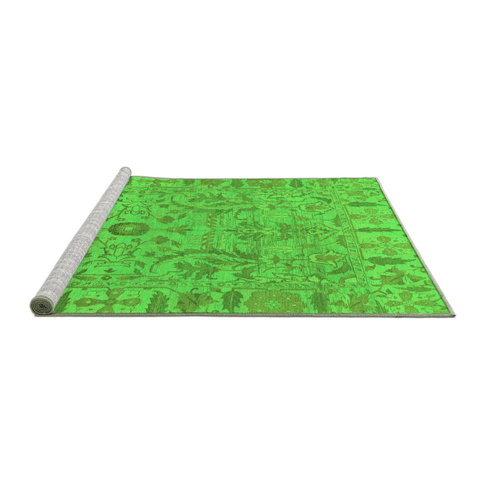 Sideview of Machine Washable Oriental Green Traditional Area Rugs, wshabs1721grn