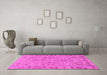 Machine Washable Oriental Pink Traditional Rug in a Living Room, wshabs1721pnk