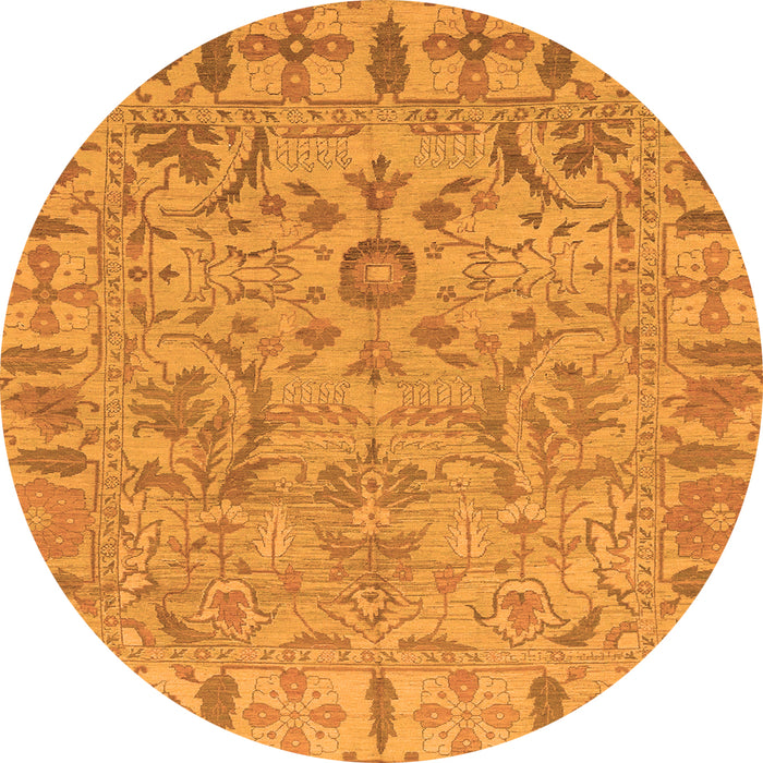Round Machine Washable Oriental Orange Traditional Area Rugs, wshabs1721org