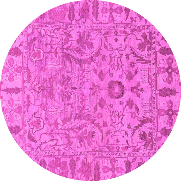 Round Machine Washable Oriental Pink Traditional Rug, wshabs1721pnk