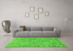 Machine Washable Oriental Green Traditional Area Rugs in a Living Room,, wshabs1721grn