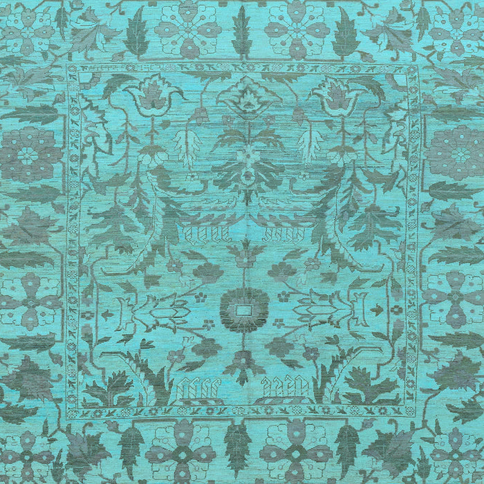 Square Machine Washable Oriental Light Blue Traditional Rug, wshabs1721lblu