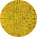 Round Oriental Yellow Traditional Rug, abs1721yw