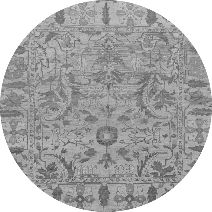 Round Machine Washable Oriental Gray Traditional Rug, wshabs1721gry