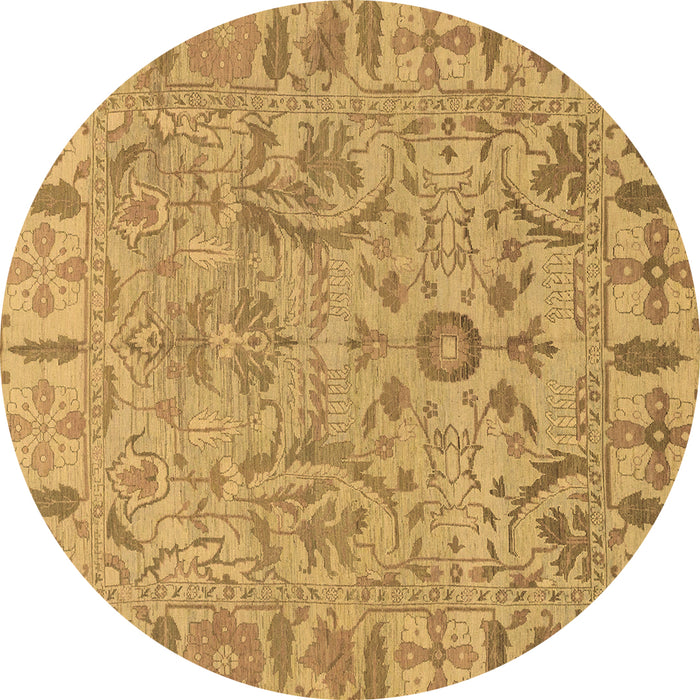 Round Machine Washable Oriental Brown Traditional Rug, wshabs1721brn