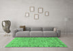 Machine Washable Oriental Emerald Green Traditional Area Rugs in a Living Room,, wshabs1721emgrn