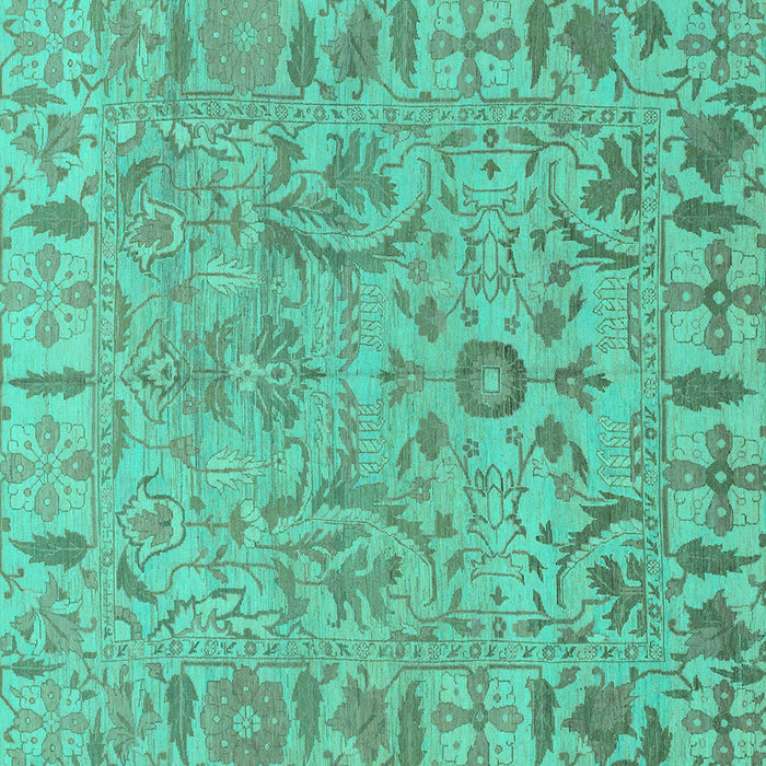 Square Machine Washable Oriental Turquoise Traditional Area Rugs, wshabs1721turq