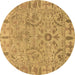 Round Oriental Brown Traditional Rug, abs1721brn