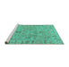 Sideview of Machine Washable Oriental Turquoise Traditional Area Rugs, wshabs1721turq