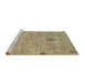 Sideview of Machine Washable Abstract Brown Green Rug, wshabs1722