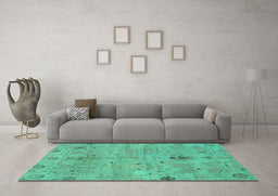 Machine Washable Oriental Turquoise Traditional Area Rugs in a Living Room,, wshabs1722turq