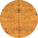 Round Machine Washable Oriental Orange Traditional Area Rugs, wshabs1722org