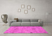 Machine Washable Oriental Pink Traditional Rug in a Living Room, wshabs1722pnk