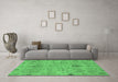 Machine Washable Oriental Emerald Green Traditional Area Rugs in a Living Room,, wshabs1722emgrn