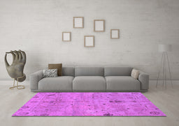 Machine Washable Oriental Purple Traditional Area Rugs in a Living Room, wshabs1722pur