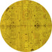 Round Oriental Yellow Traditional Rug, abs1722yw