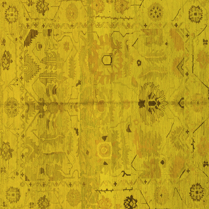 Square Oriental Yellow Traditional Rug, abs1722yw
