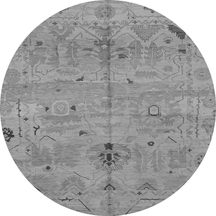 Round Machine Washable Oriental Gray Traditional Rug, wshabs1722gry