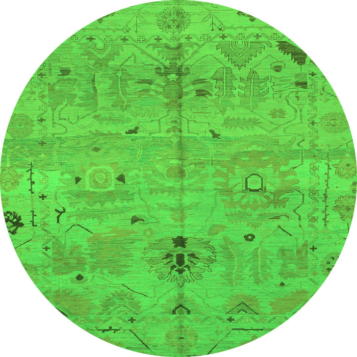 Round Machine Washable Oriental Green Traditional Area Rugs, wshabs1722grn