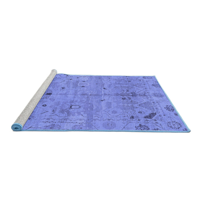 Sideview of Machine Washable Oriental Blue Traditional Rug, wshabs1722blu