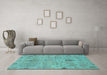 Machine Washable Oriental Light Blue Traditional Rug in a Living Room, wshabs1722lblu