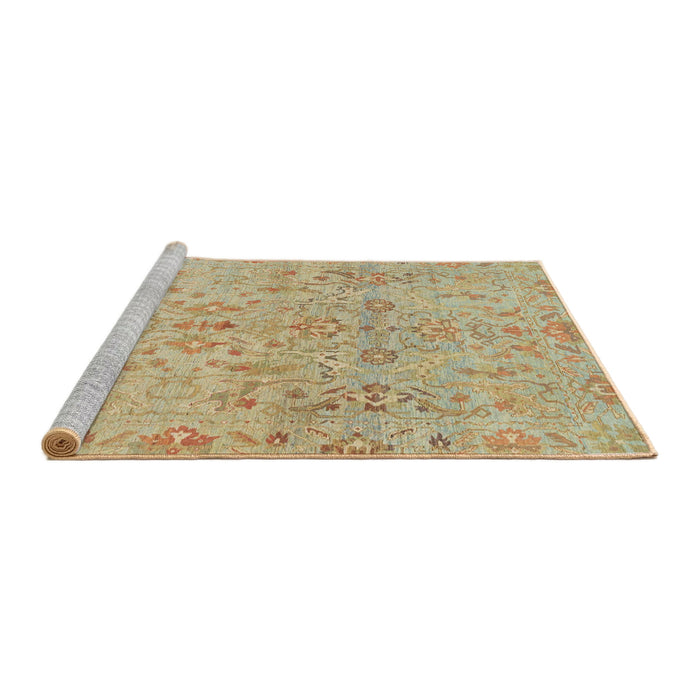 Sideview of Machine Washable Abstract Bronze Brown Rug, wshabs1723