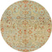 Round Abstract Bronze Brown Oriental Rug, abs1723