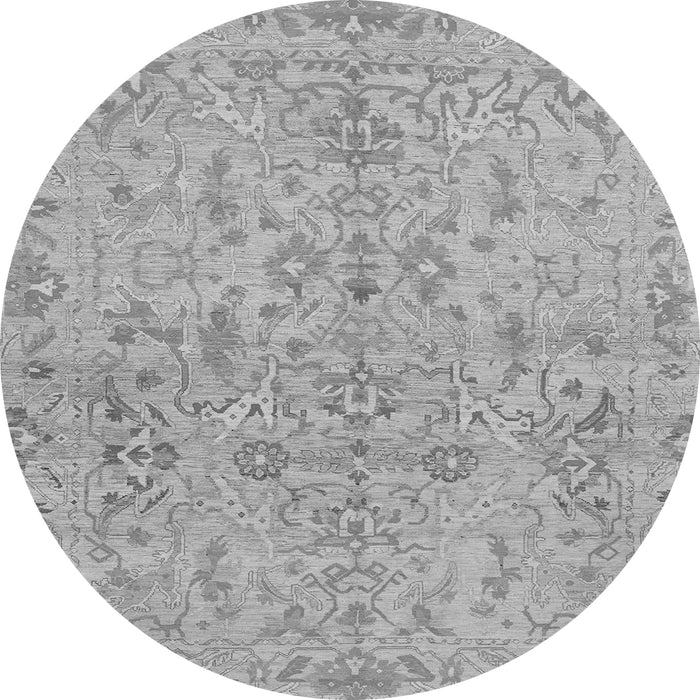 Round Machine Washable Oriental Gray Traditional Rug, wshabs1723gry