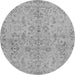 Round Machine Washable Oriental Gray Traditional Rug, wshabs1723gry