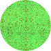 Round Machine Washable Oriental Green Traditional Area Rugs, wshabs1723grn