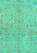 Machine Washable Oriental Turquoise Traditional Area Rugs, wshabs1723turq