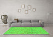 Machine Washable Oriental Green Traditional Area Rugs in a Living Room,, wshabs1723grn