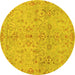 Round Oriental Yellow Traditional Rug, abs1723yw