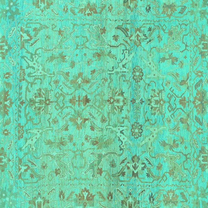 Square Machine Washable Oriental Turquoise Traditional Area Rugs, wshabs1723turq